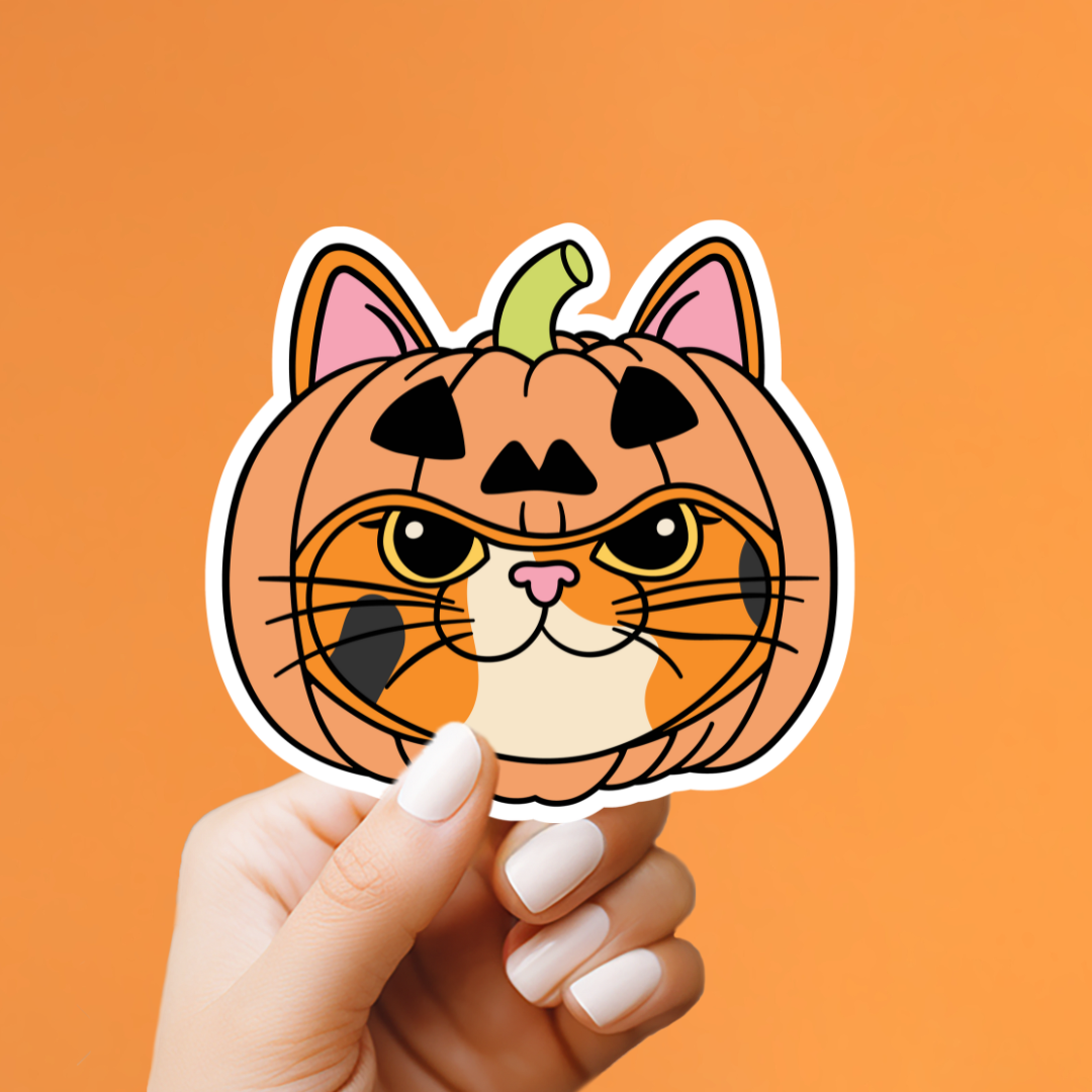 Pumpkin Cat Heads Sticker