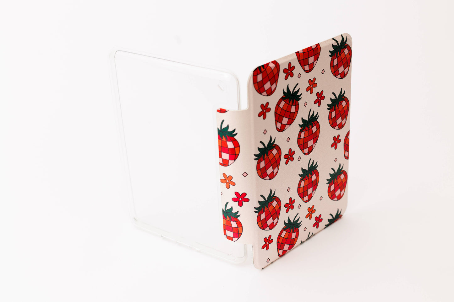 Retro Cherries Clear Back and Handstrap Kindle Case