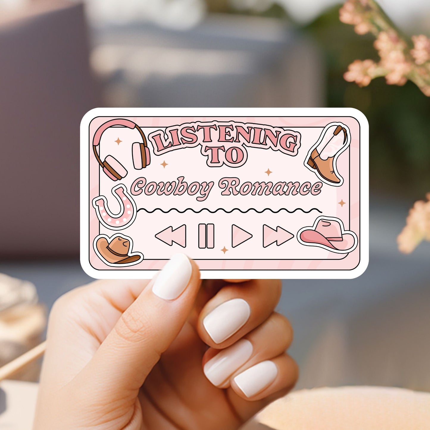Listening to Cowboy Romance Player Sticker