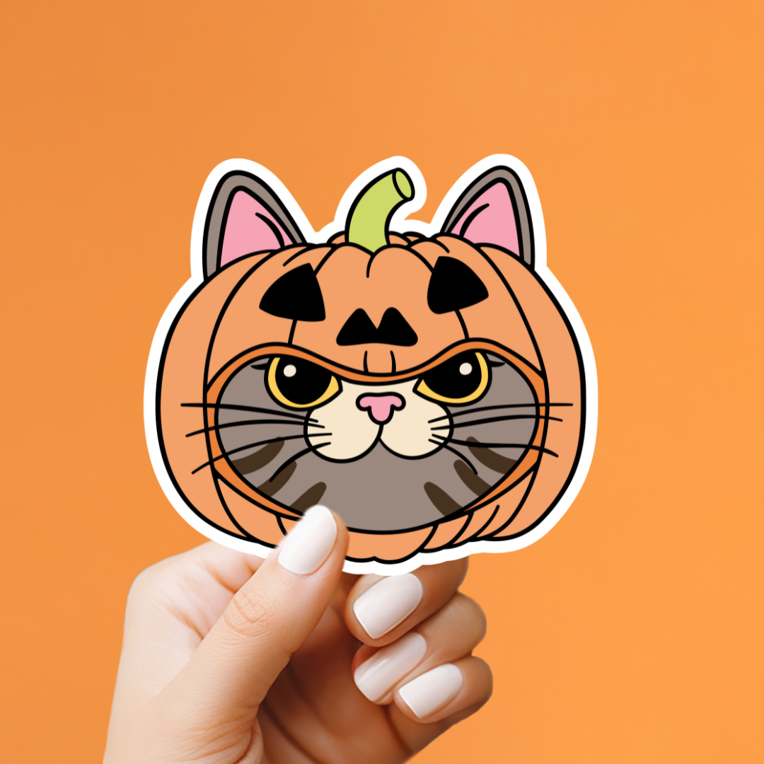 Pumpkin Cat Heads Sticker