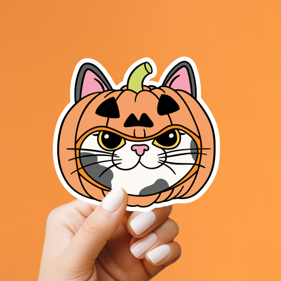 Pumpkin Cat Heads Sticker