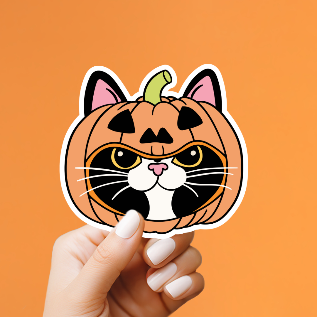 Pumpkin Cat Heads Sticker