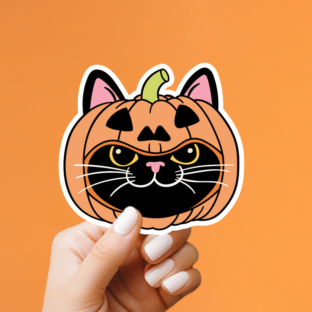 Pumpkin Cat Heads Sticker