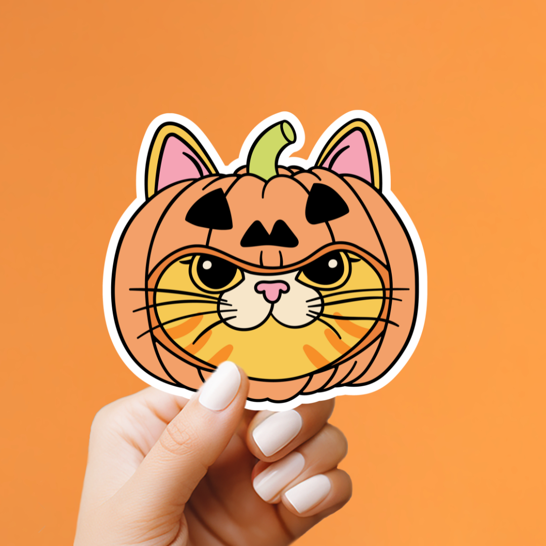 Pumpkin Cat Heads Sticker