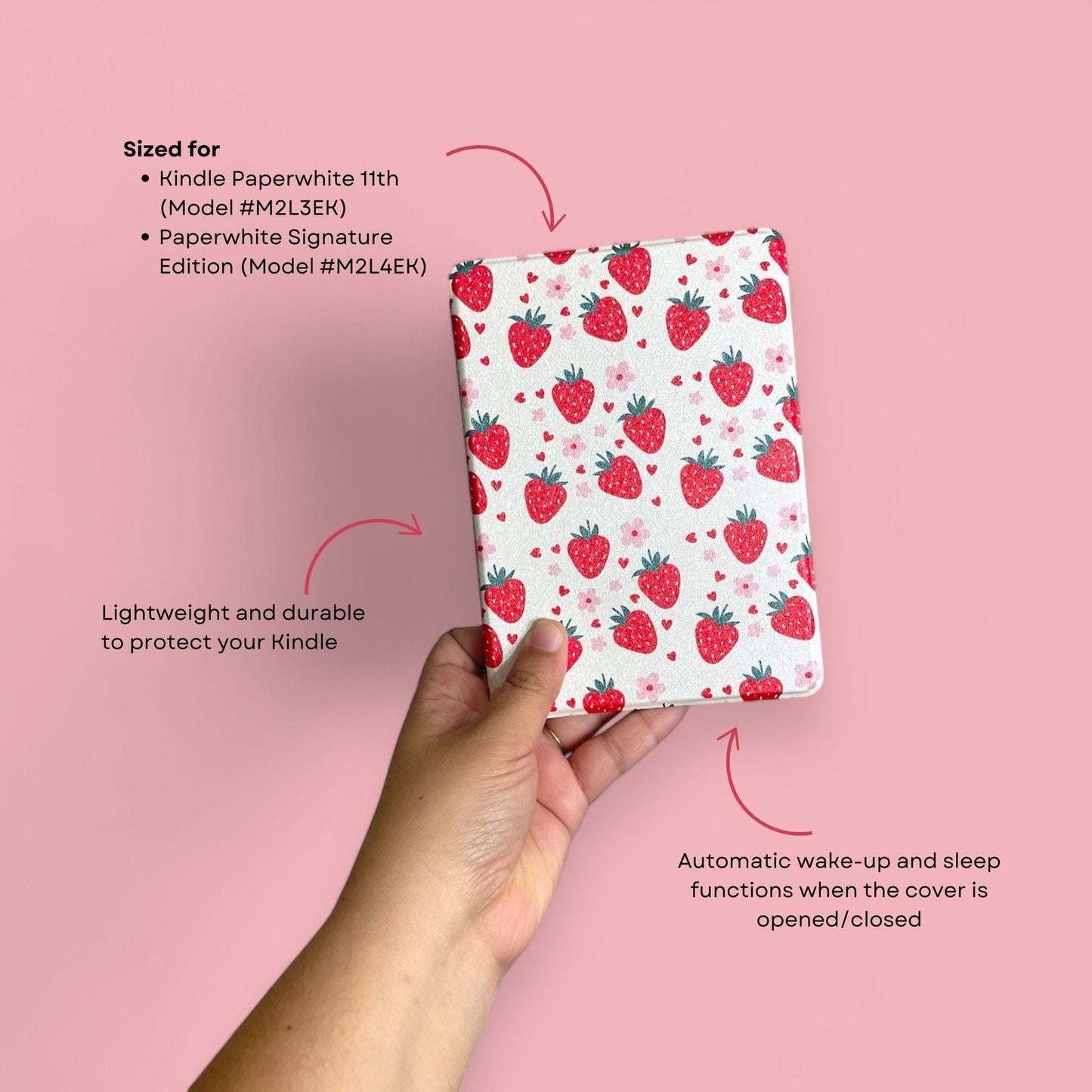 Strawberry Hearts Paperwhite Kindle Case