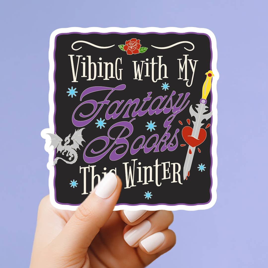 Vibing with Fantasy Books Vinyl Sticker
