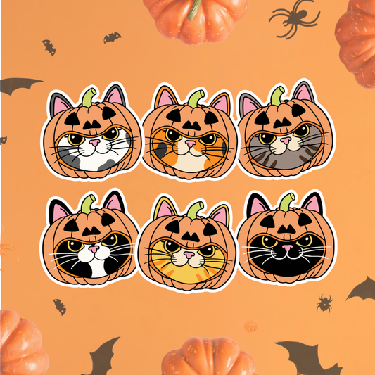 Pumpkin Cat Heads Sticker