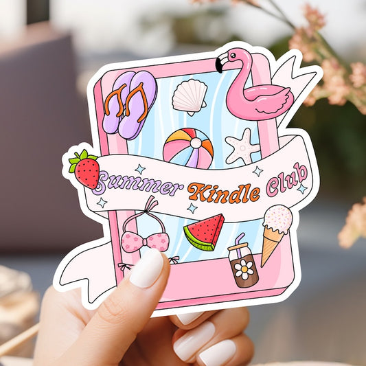 someone holding up a sticker with a picture of a flamingo