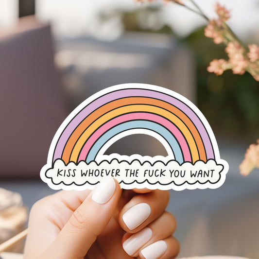 Kiss Whomever You Want Rainbow Sticker