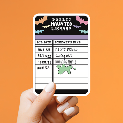 Haunted Public Library Card Sticker