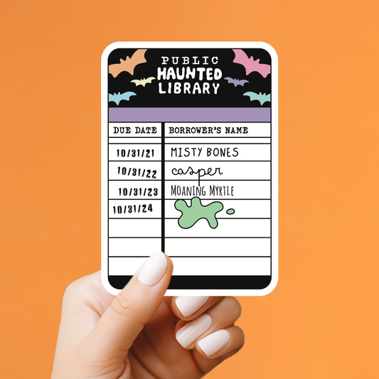 Haunted Public Library Card Sticker