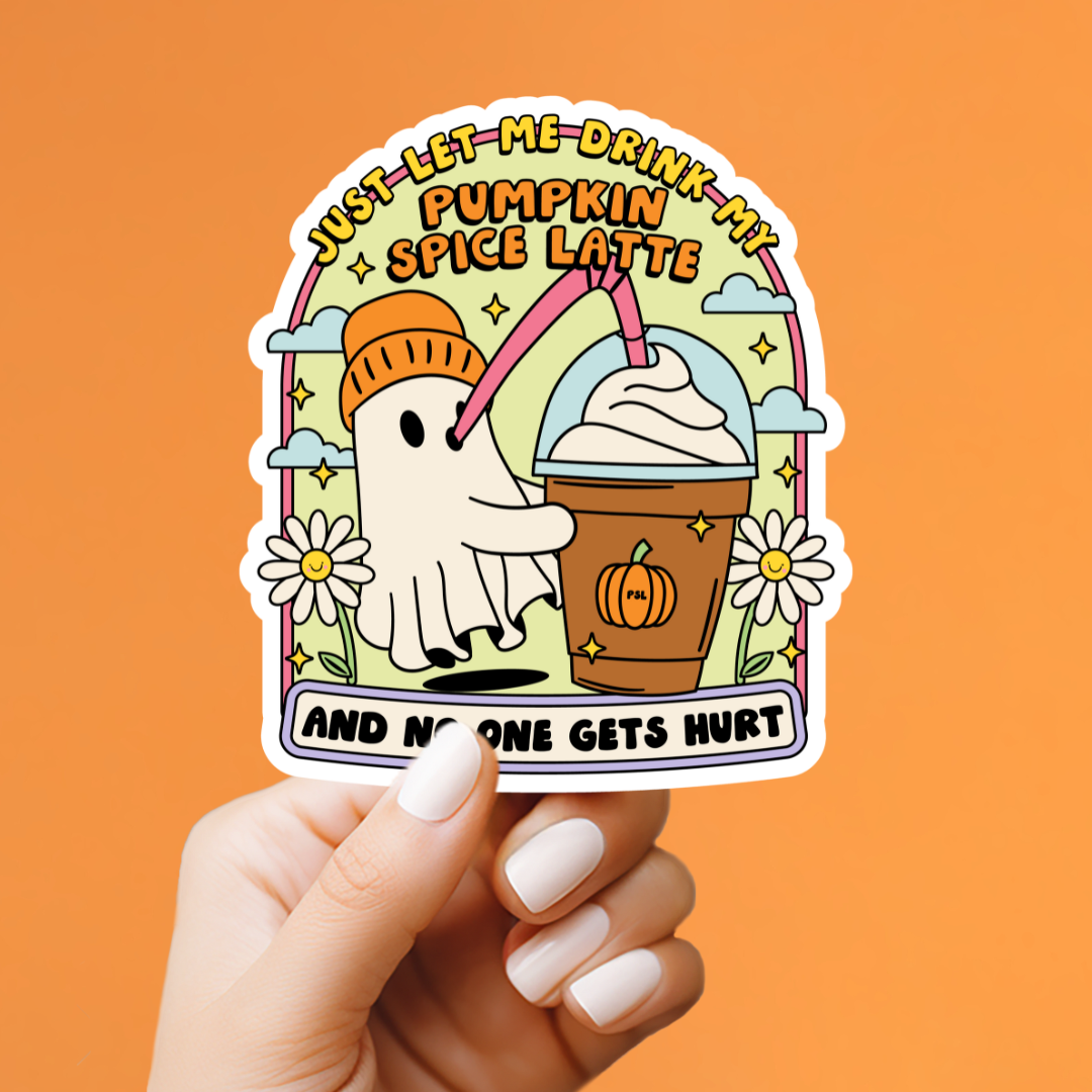Pumpkin Spice Latte Ghost Sticker