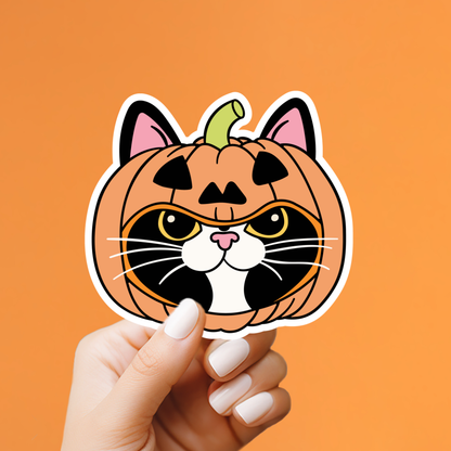 Pumpkin Cat Heads Sticker
