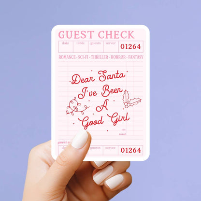 Dear Santa, Guest Check Vinyl Sticker