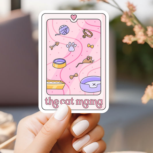 a person holding up a card with a picture of a cat on it
