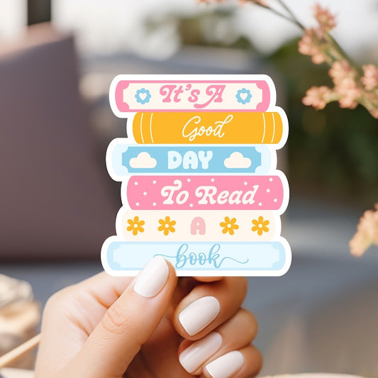 a person holding a stack of books stickers