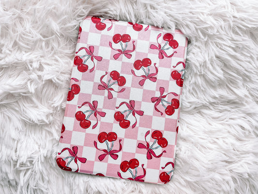 Retro Cherries Clear Back and Handstrap Kindle Case