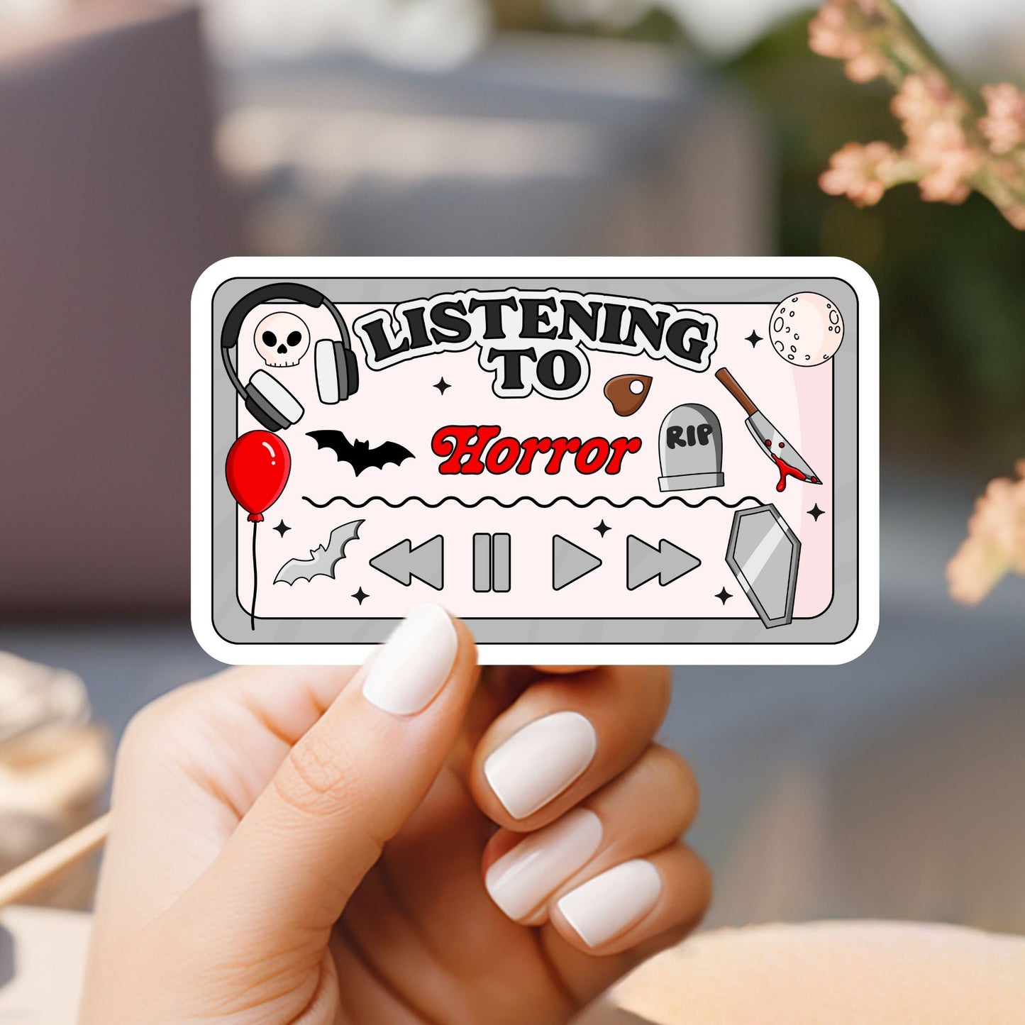 Listening to Horror Player Sticker