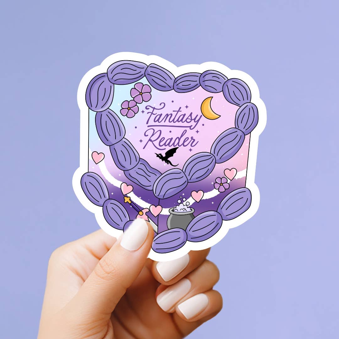 Fantasy Reader Cake Vinyl Sticker