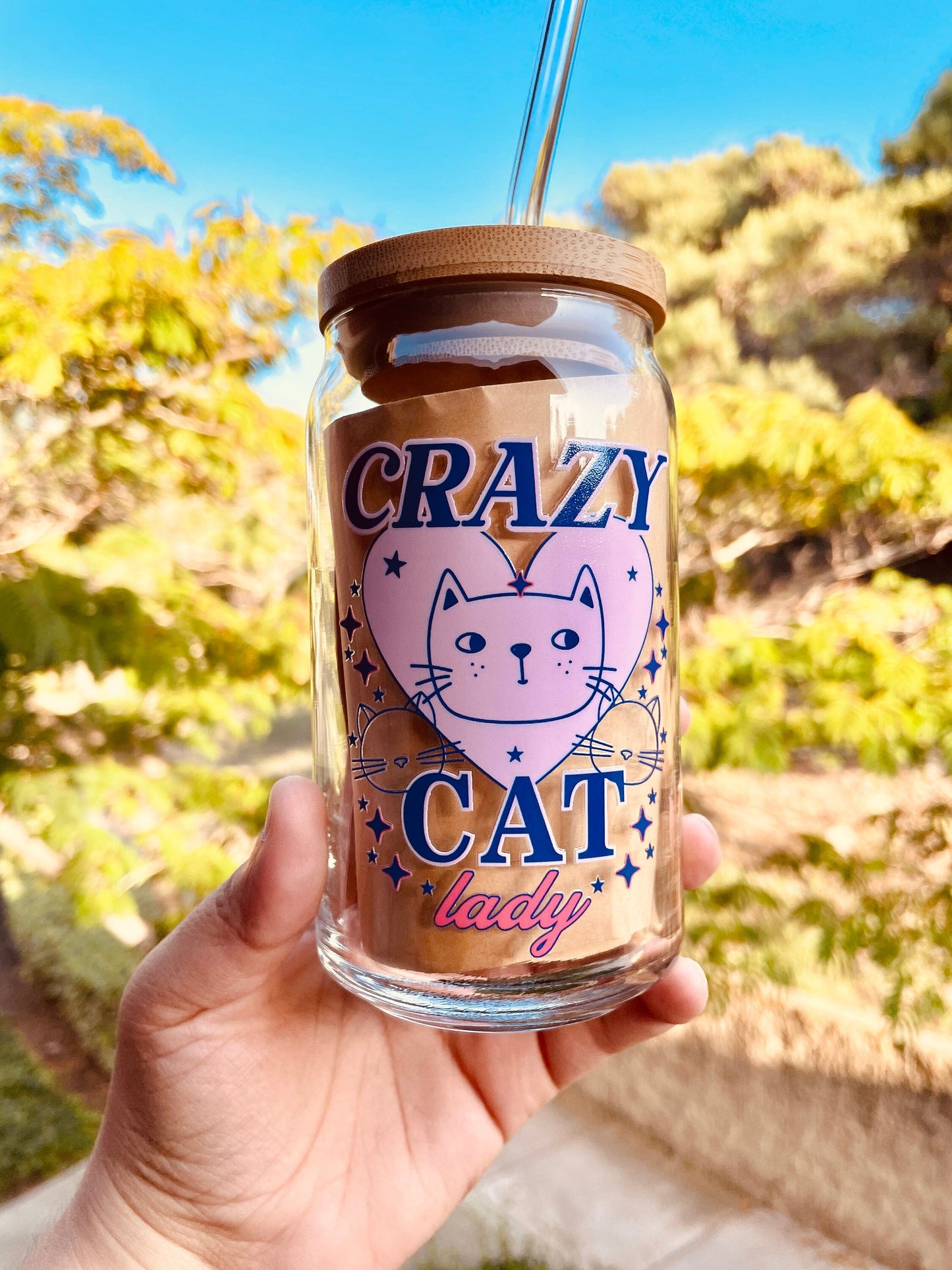 Crazy Cat Lady Iced Glass Coffee Cup
