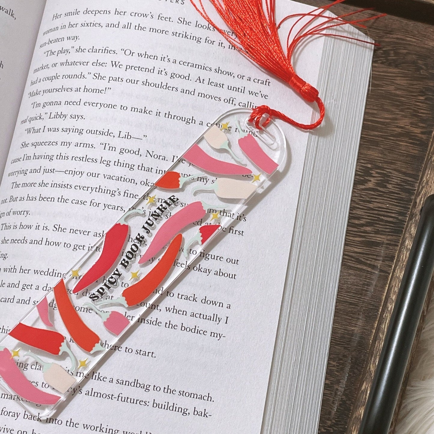 Handmade Acrylic Bookmark for Spicy Bookworms