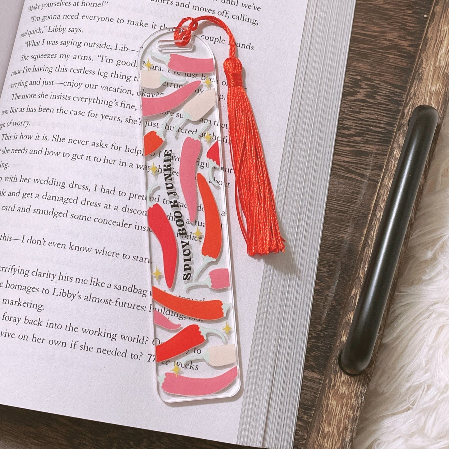 Handmade Acrylic Bookmark for Spicy Bookworms
