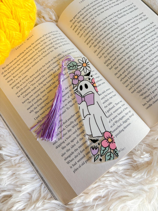 Flower Reading Ghost Acrylic Bookmark